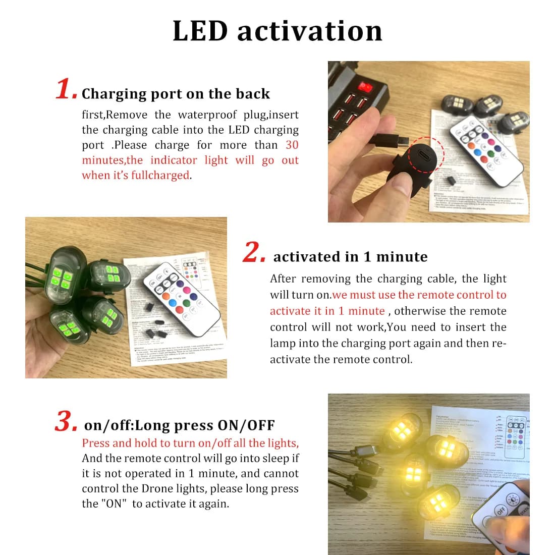 Upgrade RGB Car Atmosphere Lights, Larger Battery &amp; Brighter, Type-C Charging Cable, Wireless Remote Multi-Mode for Car Motorcyc