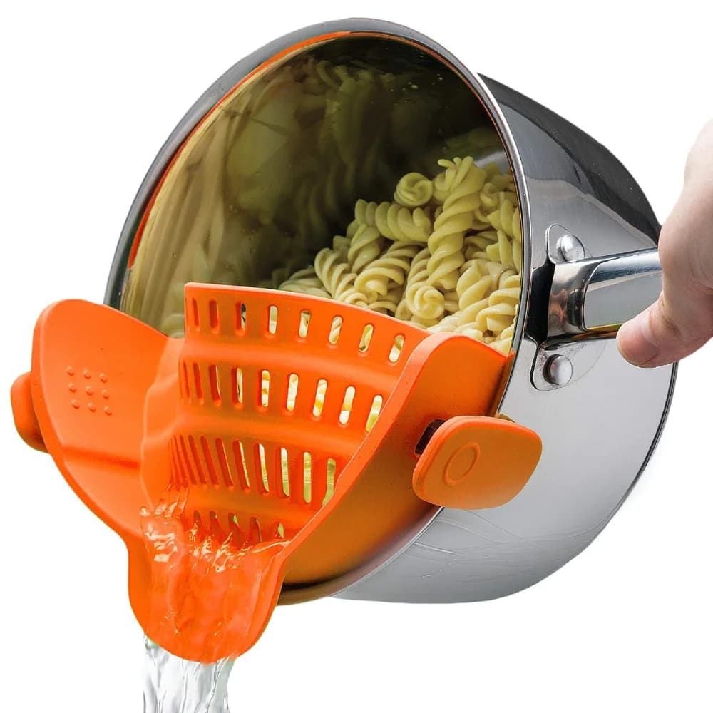 1pc Adjustable Silicone Clip-On Strainer for Pots, Pans, and Bowls - Handheld Drainer for Noodles, Pasta