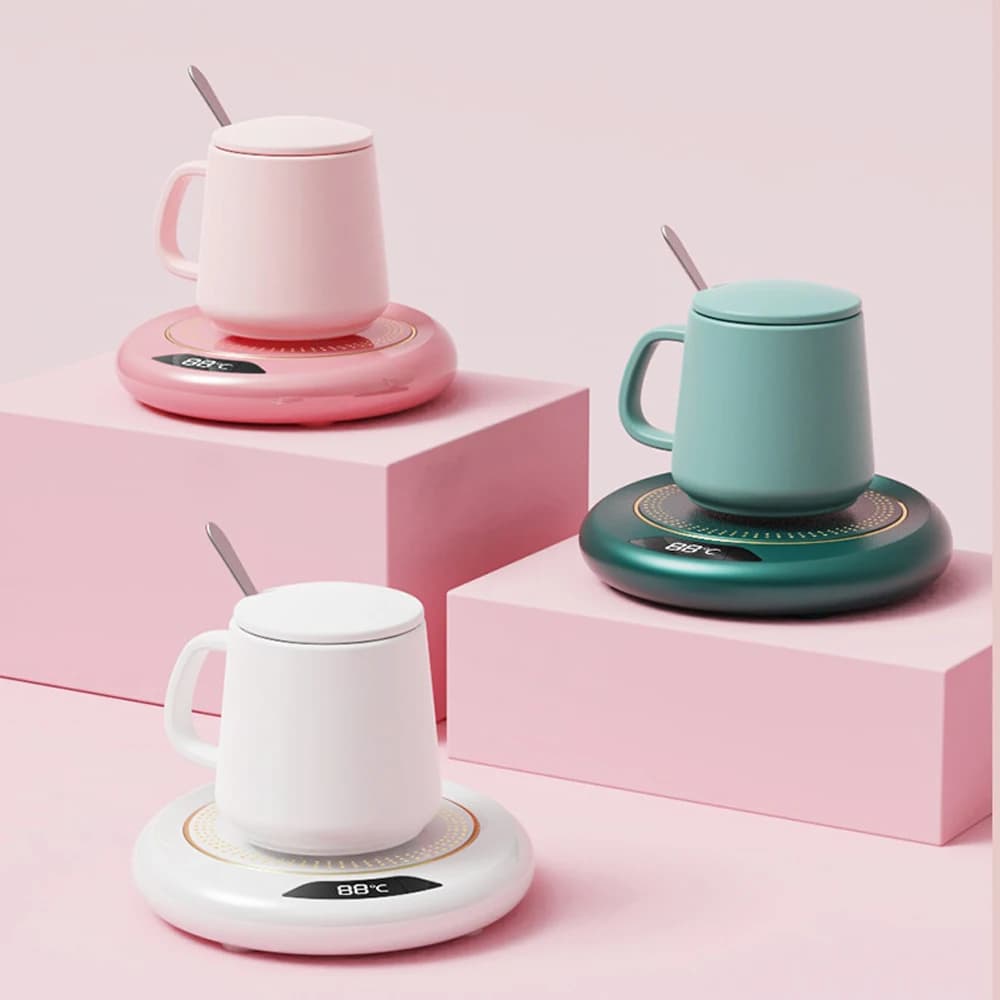 USB Mug Warmer Pad 20W Adjustable Temperature Heating Coaster with Display, Touch Control, 3-Level Warmer For Home Office