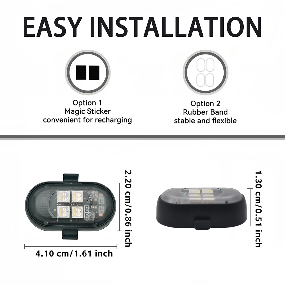 Upgrade RGB Car Atmosphere Lights, Larger Battery &amp; Brighter, Type-C Charging Cable, Wireless Remote Multi-Mode for Car Motorcyc