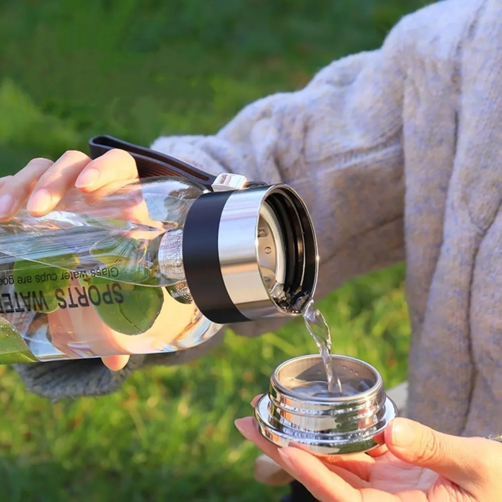 1000ml/750ml Glass Water Bottle with Filter and Sleeve Leak Proof Tea Cup BPA Free Reusable Outdoor Portable Water Bottle