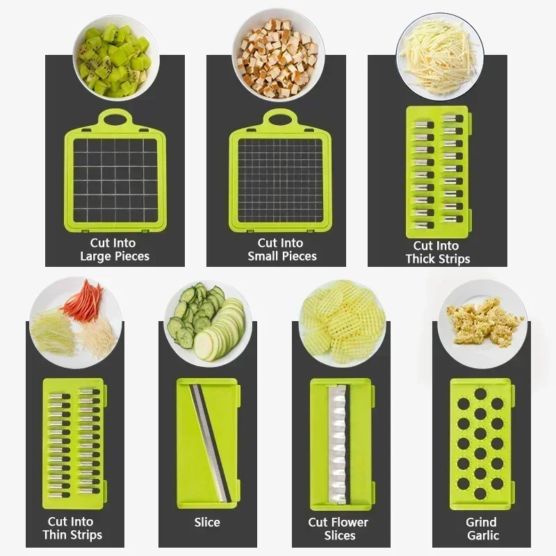 16-in-1 Slicer for Kitchen - Vegetable Chopper, Onion Potato Food Veggie Fruit Slicer and Cutter with Container, Kitchen Gadgets