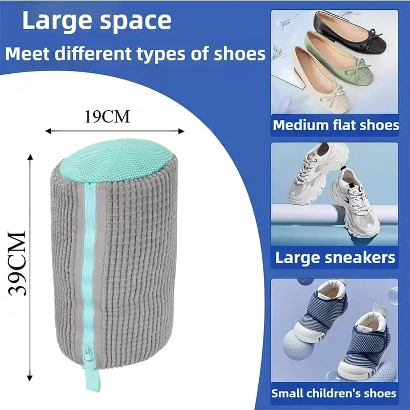Machine Washable Shoe Washing &amp; Drying Bag with Soft Fiber - Durable Polyester Laundry Protector for Shoes Adjustable Strap