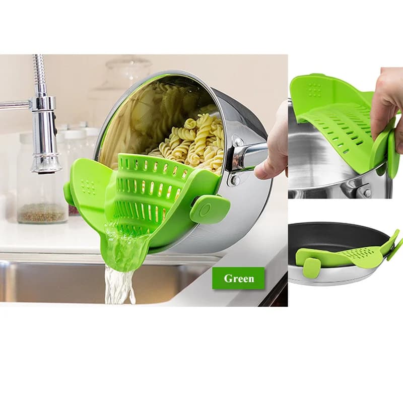 1pc Adjustable Silicone Clip-On Strainer for Pots, Pans, and Bowls - Handheld Drainer for Noodles, Pasta